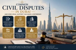 Professional civil legal services in Dubai, assisting clients with commercial property and financial dispute resolution