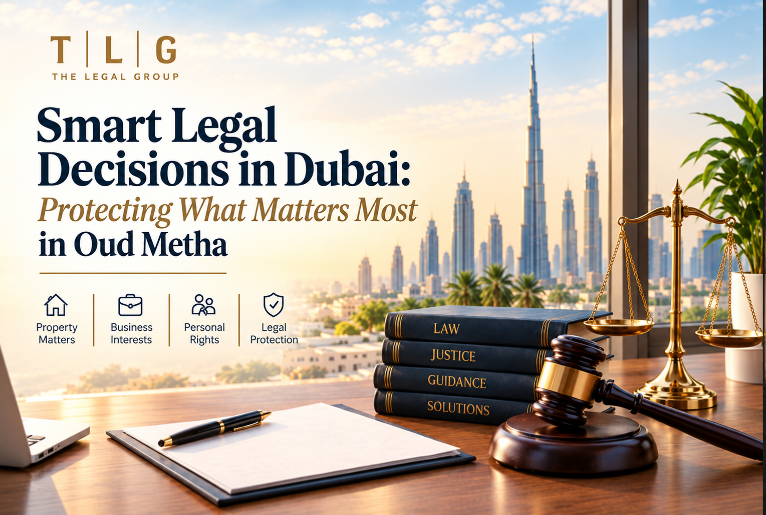 Professional legal guidance in Oud Metha Dubai with TLG branding